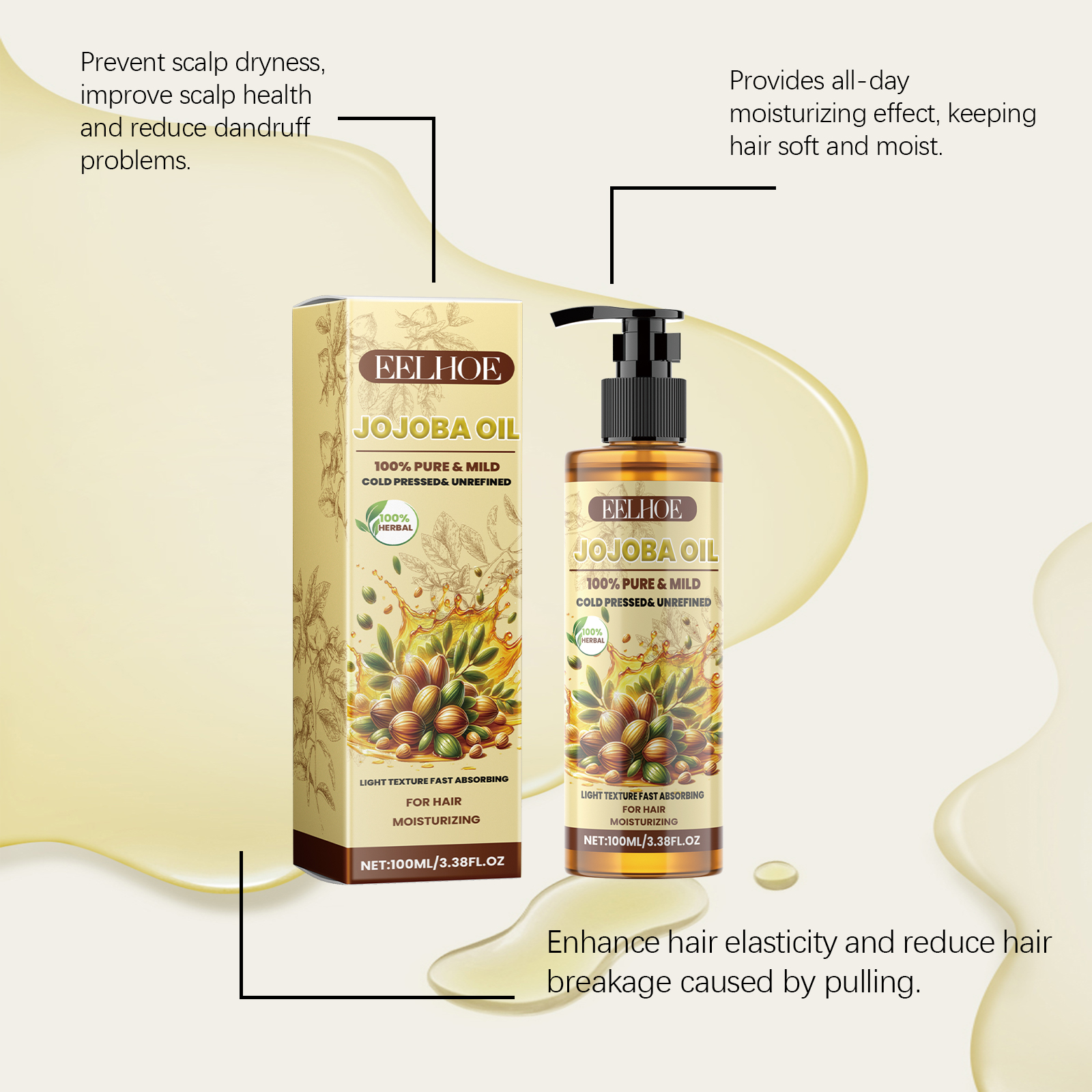 Organic Jojoba Oil Hair Growth - Split End Repair Serum 评论和价格