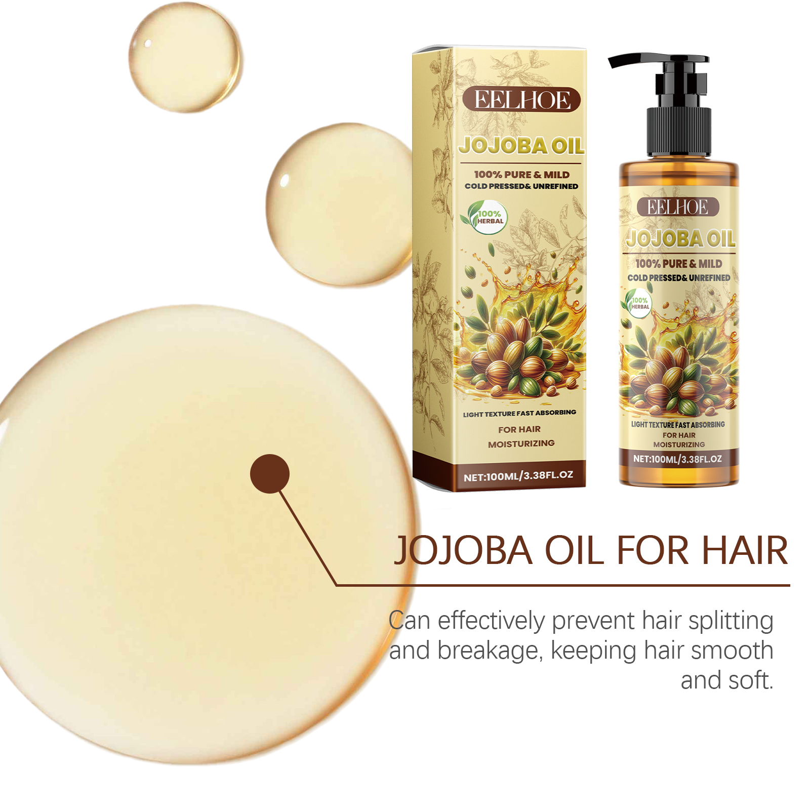 Organic Jojoba Oil Hair Growth - Split End Repair Serum 评论和价格